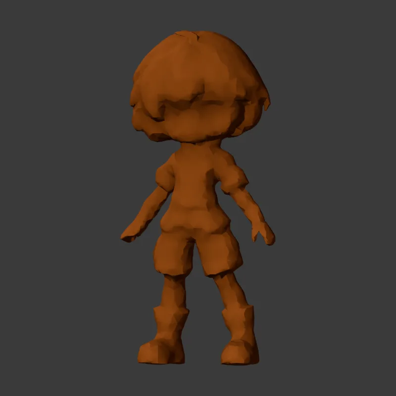 SF3D 치비 클레이 정면: 색이 아닌 입체 형상 확인
